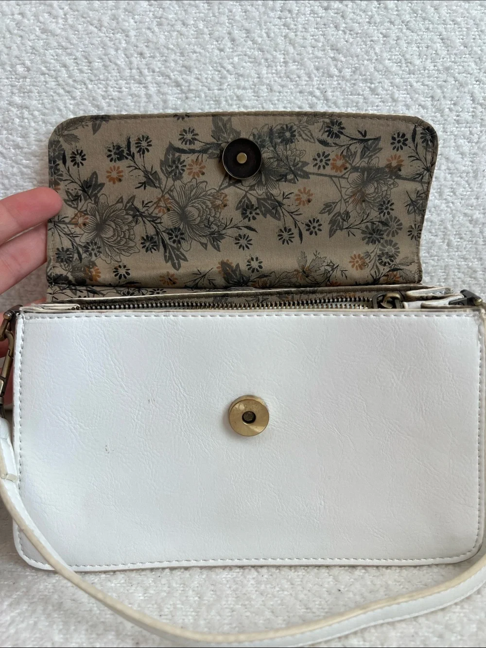 Joy Susan White Crossbody Bag with Gold Ring Accent
